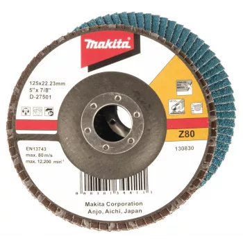 Disc abraziv cu lamele Makita D-27501 125 mm zirconiu granulație 80 conic
