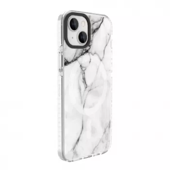 Husă Evelatus pentru Apple iPhone 15 din PC+TPU cu MagSafe, marmură albă