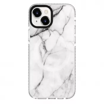 Husă Evelatus pentru Apple iPhone 15 din PC+TPU cu MagSafe, marmură albă