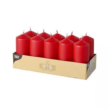 PAPSTAR Pillar Candles 9 cm Red, 4-Pack