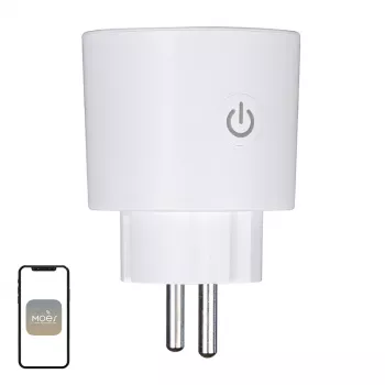 MOES MWP-EU16M-WH-MS Smart Plug with Energy Monitoring, 16A, Wi-Fi, White
