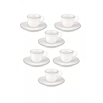 Set de cești de espresso cu farfurioare LA PORCELLANA BIANCA Teresa, 90 ml, porțelan, alb, 12 piese