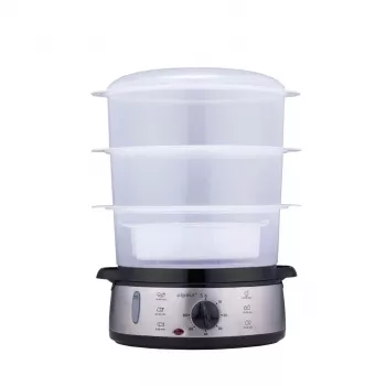 Cuptor electric cu abur Alpina 800W argintiu, 3 niveluri, 9,5L, fără BPA