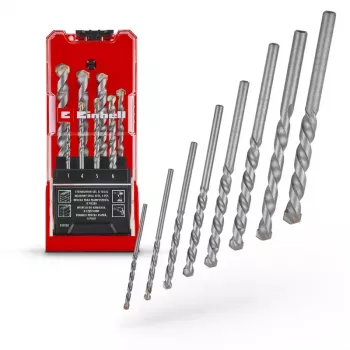 Set de burghie pentru beton Einhell 38080, 8 piese, 3-10 mm, vârf din carbură de wolfram, oțel carbon