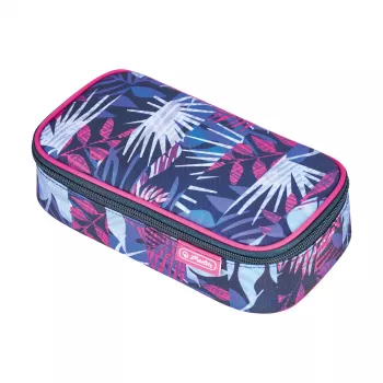herlitz be.bag beatBox Indigo Flowers Pencil Case, Polyester, XXL Zipper Main Compartment, 1 Piece 400197550