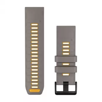 Curea de ceas din silicon Garmin QuickFit 26 mm, gri ardezie/galben 010-14508-02