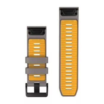 Curea de ceas din silicon Garmin QuickFit 26 mm, gri ardezie/galben 010-14508-02