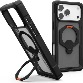 Husă UAG Urban Armor Gear Plasma XTE 360 MagSafe Kickstand pentru Apple iPhone 18 Pro Max/17 Pro Max - neagră/portocaliu/gri transparent 114572114097
