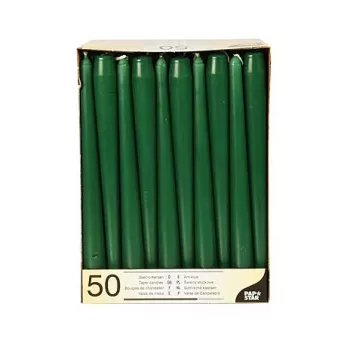 PAPSTAR Taper Candles 22 x 250 mm, Dark Green, Pack of 50 (17969)