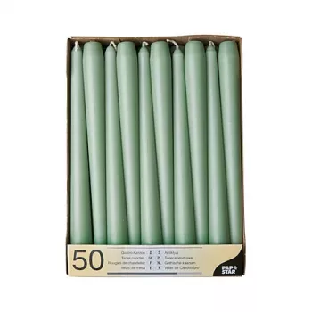Lumânări cilindrice PAPSTAR 22 x 250 mm, Jade Green, set de 50 (88341)
