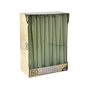 Lumânări cilindrice PAPSTAR 22 x 250 mm, Jade Green, set de 50 (88341)