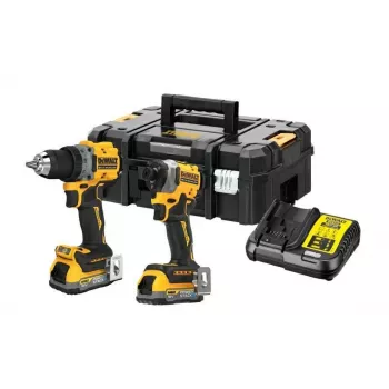 Set dublu DEWALT 18V XR DCD800 DCF850 cu 2 acumulatori Powerstack de 1,7Ah