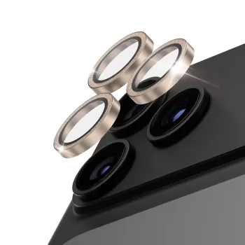 Protecție ceramică pentru obiectiv PanzerGlass Hoops Glitter Gold pentru iPhone 18 Pro / 18 Pro Max