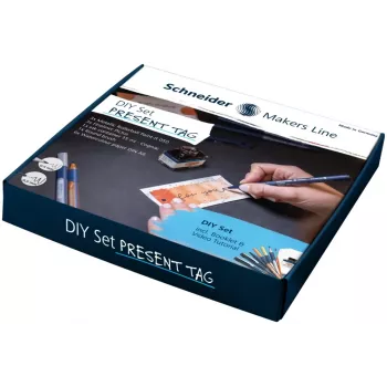 Set de etichete cadou DIY Schneider, alb, cu markere metalice aurii și argintii (ML85060902)
