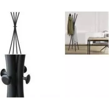 Cuier de podea UNILUX TOTEM, 1750 mm, metal negru, 8 cârlige 400188801