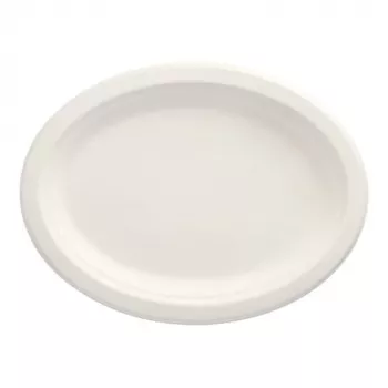 PAPSTAR pure Farfurie ovală din trestie de zahăr 260 x 200 mm, 50 bucăți, compostabilă, potrivită pentru microunde 89741