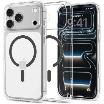 Husă SPIGEN Ultra Hybrid MagSafe pentru iPhone 17 Pro / 18 Pro, transparent/grafit