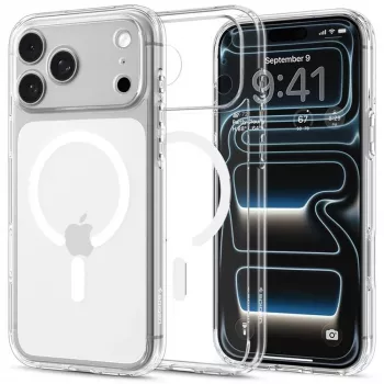 Husă Spigen Ultra Hybrid MagSafe pentru iPhone 18 Pro / 17 Pro - Alb transparent cristal