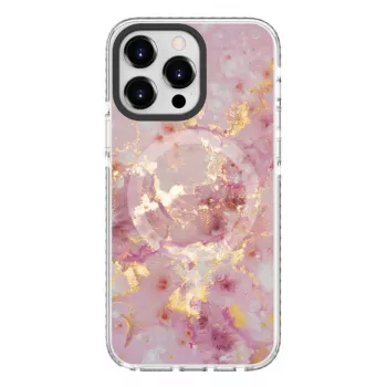 Husă Evelatus pentru Apple iPhone 15 Pro PC+TPU cu MagSafe - marmură roz