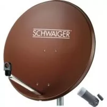 Set antenă satelit SCHWAIGER 80 cm cu LNB single, roșu cărămidă