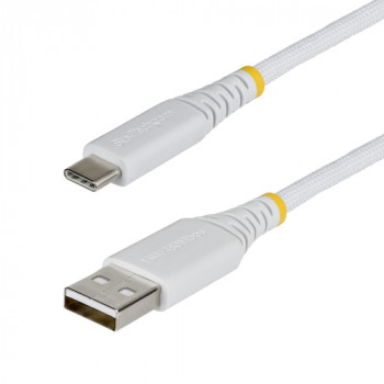 Cablu USB 2.0 împletit StarTech USB-A la USB-C, 2 m, 15 W, alb
