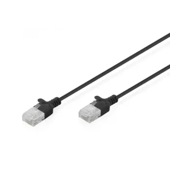 Cablu patch DIGITUS Slim Cat6 U/UTP RJ45, 0,3 m, negru, LSZH