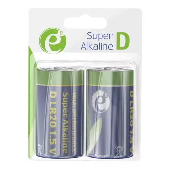 Baterie alcalină Gembird LR20 (tip D), 1,5V, 2 bucăți