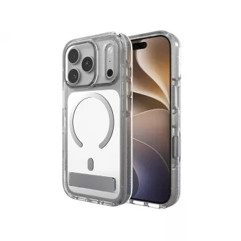 Husă Zagg Santa Cruz Snap Metallic cu suport pentru iPhone 18 Pro / 17 Pro, argintiu