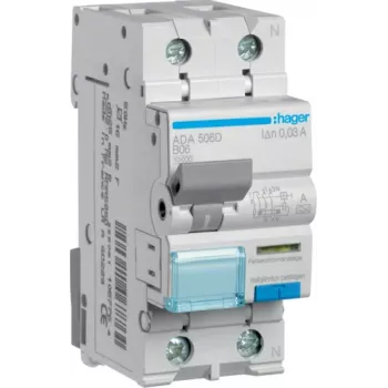 Întreruptor diferențial Hager ADA506D 1P+N, 10 kA, B6 A, 30 mA