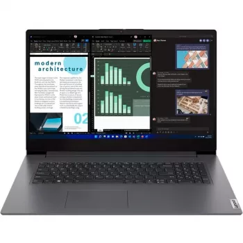 Notebook Lenovo V17 G4 IRU 17,3 inch FHD - procesor Intel U300, 8 GB RAM, 256 GB SSD, fără sistem de operare, tastatură germană (QWERTZ)