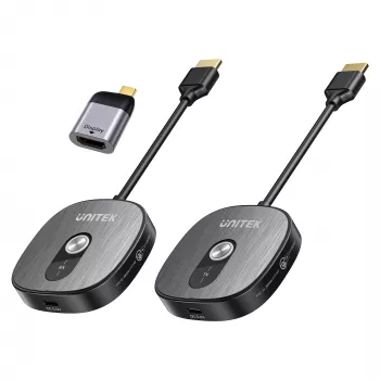 Set receptor wireless HDMI Unitek 4K@30Hz cu transmițător și adaptor USB-C la HDMI