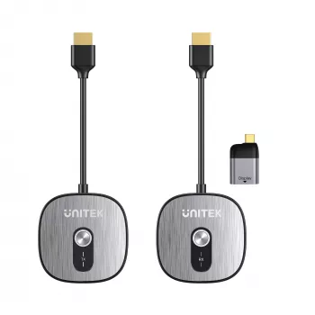 Set receptor wireless HDMI Unitek 4K@30Hz cu transmițător și adaptor USB-C la HDMI