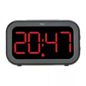 Ceas deșteptător digital hibrid TFA Dostmann Bingo, afișaj LCD/LED, negru/antracit, 60.2048.01