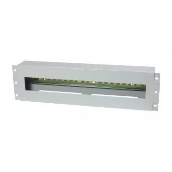 Panou pentru șină DIN 19 inch 3U Allnet pentru întrerupătoare automate, adâncime 61 mm, montare frontală, gri deschis (ALL-S0002257)