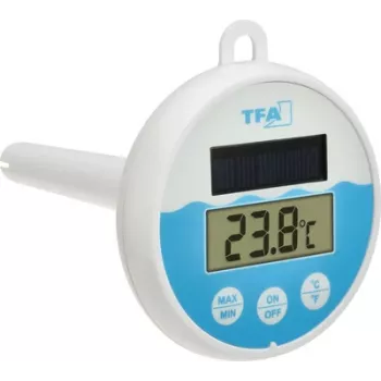 Termometru digital solar pentru piscină TFA Dostmann, alb/turcoaz, 30.1068.02