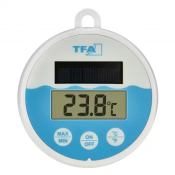 Termometru digital solar pentru piscină TFA Dostmann, alb/turcoaz, 30.1068.02