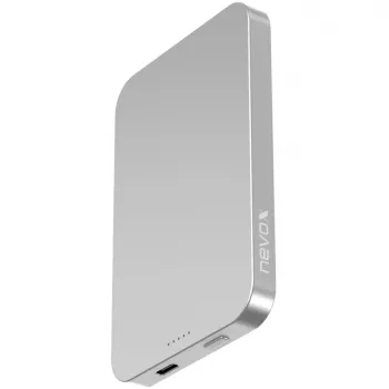 Baterie externă magnetică wireless Nevox Qi2, 5000 mAh, argintiu/albă