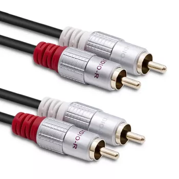 Cablu audio Qoltec 2x RCA tată la 2x RCA tată, 0,5 m, negru (52335)