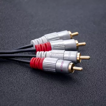 Cablu audio Qoltec 2x RCA tată la 2x RCA tată, 0,5 m, negru (52335)