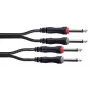 Cablu audio jack Cordial 14845 [2x mufe jack 6,3 mm (mono) - 2x mufe jack 6,3 mm (mono)] 3 m manta PVC neagră, twin lead