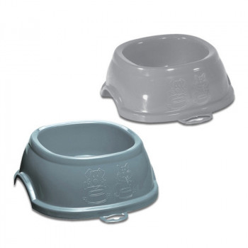Vas de hrană pentru animale Stefanplast Break 2, 0,6 l, 19x19x7 cm, asortat gri/albastru