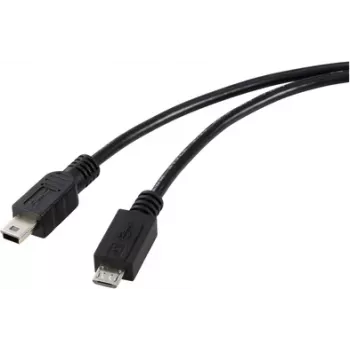 Cablu Renkforce USB 2.0 Micro-USB la Mini-USB, 0,5 m, negru