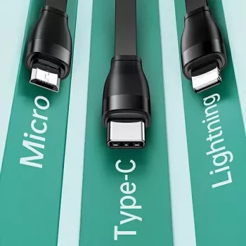Cablu USB Usams U69 3 în 1 (Lightning / Micro-USB / USB-C), 1 m, albastru