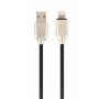 Cablu Gembird USB 2.0 USB-A tată la Lightning tată, îmbrăcat în cauciuc, 1 m, negru (CC-USB2R-AMLM-1M)