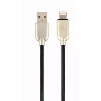 Cablu Gembird USB 2.0 USB-A tată la Lightning tată, îmbrăcat în cauciuc, 1 m, negru (CC-USB2R-AMLM-1M)