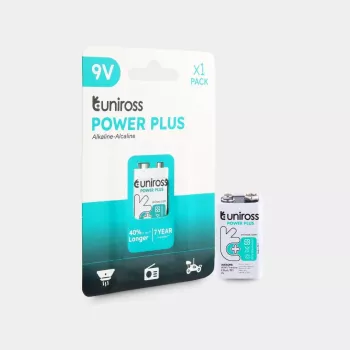 Baterie alcalină Uniross Power Plus 6LR61 9V 600mAh, 1 buc.