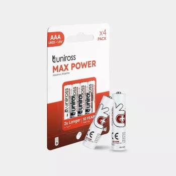 Baterii alcaline Uniross Max Power AAA / LR03 1300mAh, 4 buc.