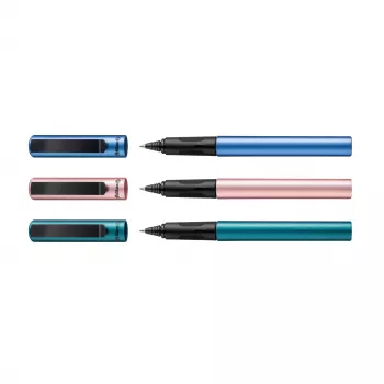 Pelikan Pina Colada pix roller, display 12 bucăți, corp și capac metalice, negru (605502)