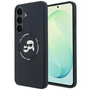 Husă Karl Lagerfeld din silicon Karl&Choupette Heads MagSafe pentru Samsung Galaxy S26 FE neagră