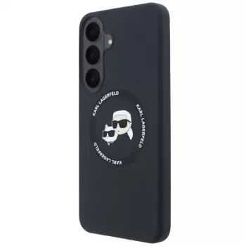 Husă Karl Lagerfeld din silicon Karl&Choupette Heads MagSafe pentru Samsung Galaxy S26 FE neagră